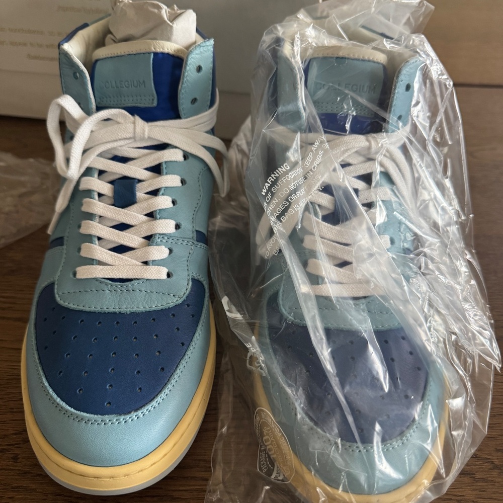 Collegium Men's Pillar Destroyer High Sneakers Leather Aqua Size 40/ US 7-7.5